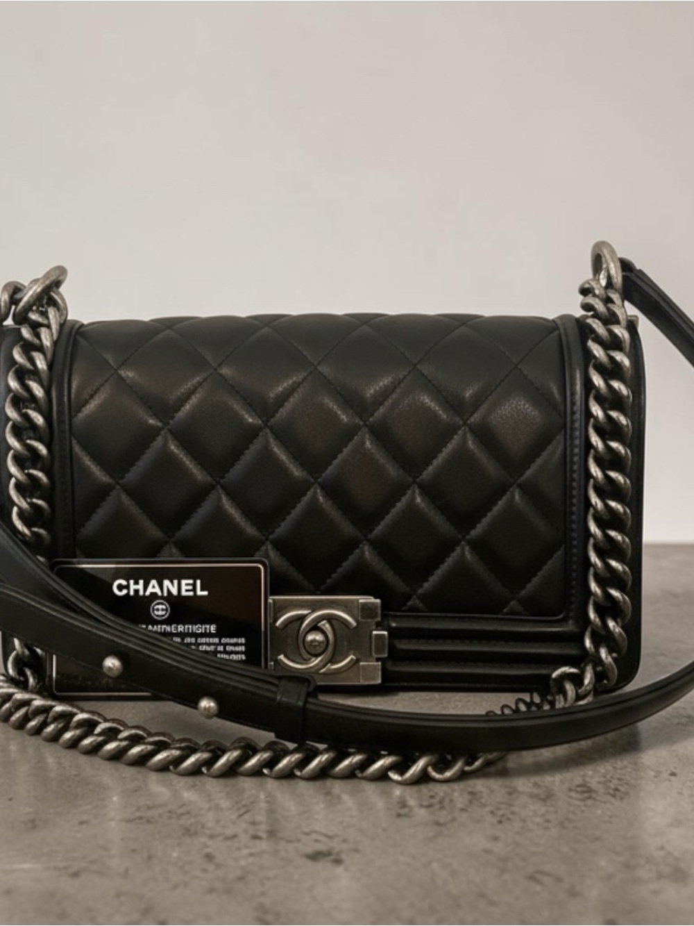 CHANEL Black Quilted Boy Bag